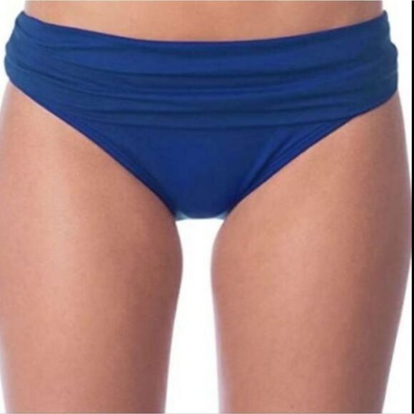 La Blanca Blue Women's Shirred waistband mid-rise swim bottoms sz 10 - Picture 1 of 7